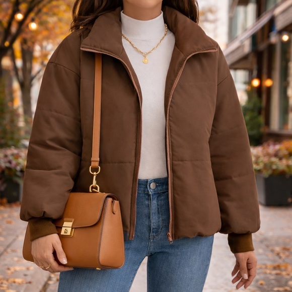 Jackets & Blazers - Brown Puffer Jacket